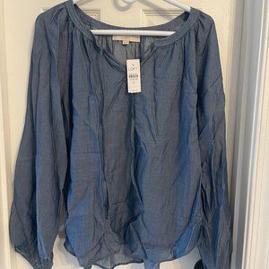 Chambray Peasant Blouse
